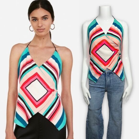 NEW Express Colorful Tie Back Halter Handkerchief Top Y2K Women's Size Small - Picture 2 of 11
